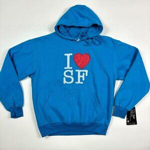 New I love San Francisco sweatshirt hoodie mens M blue applique heart California
